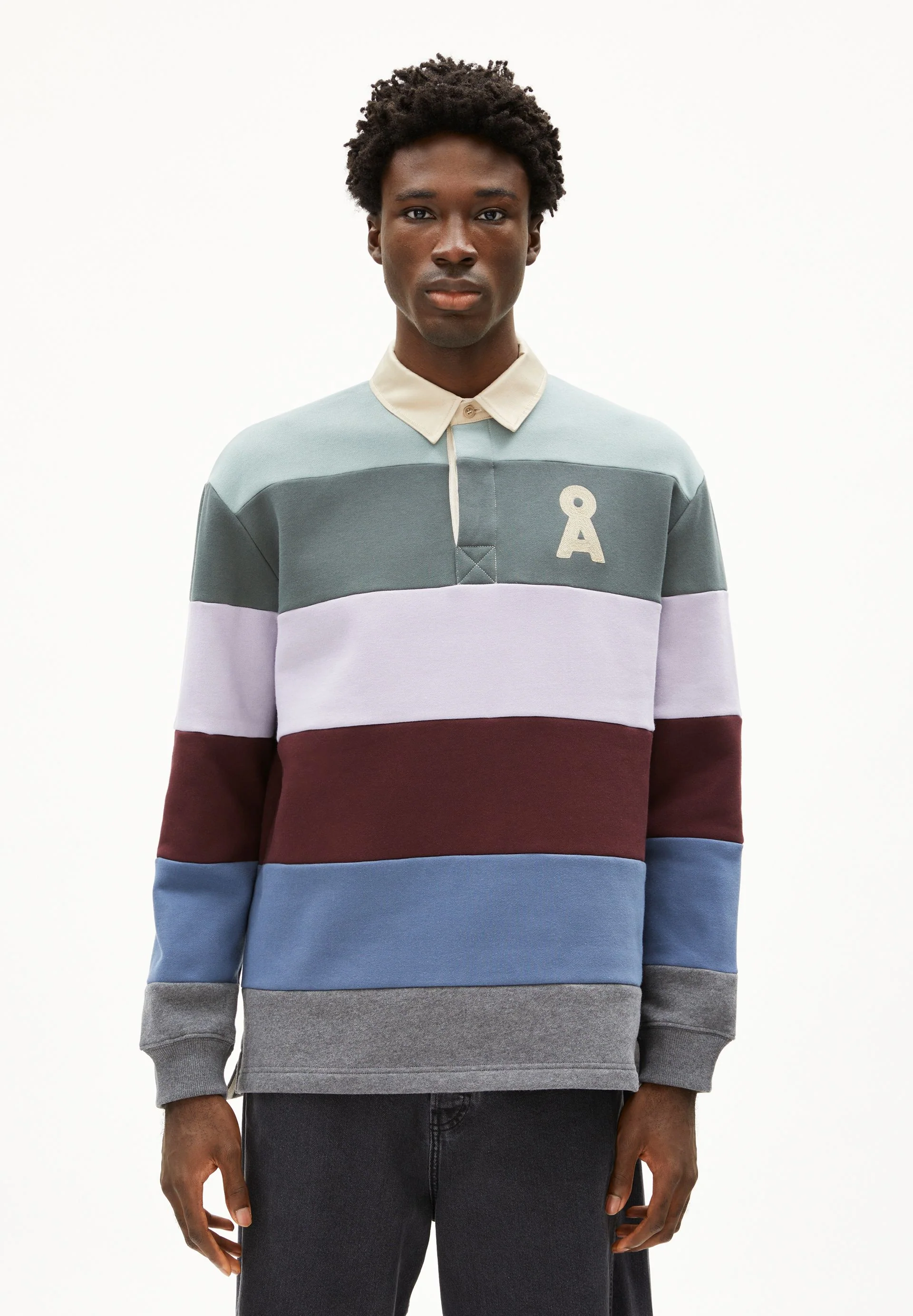 AADRU LS RUGBY FLEECE SWEATSHIRT | mystic swamp-steel melange