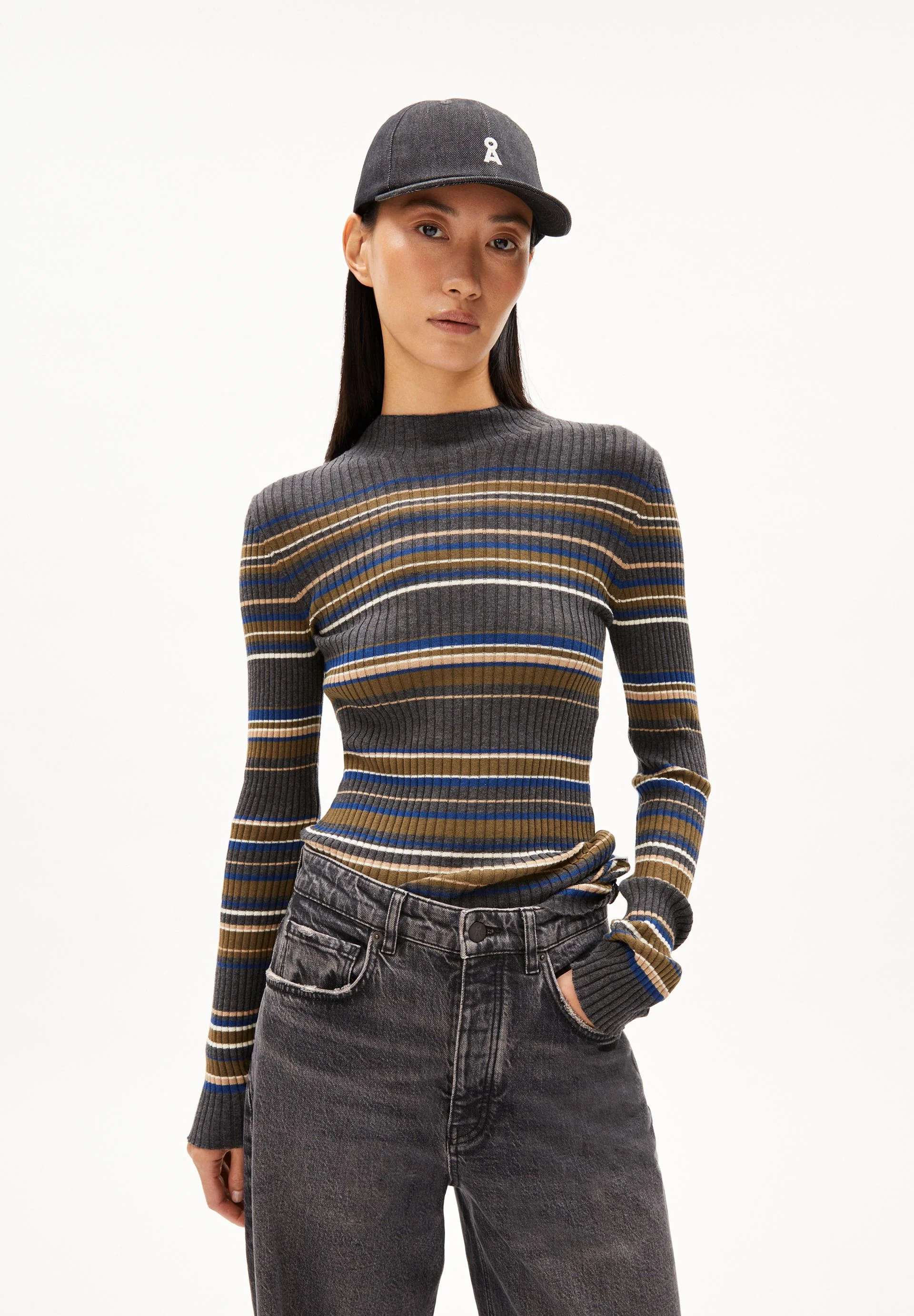 ALAANIA NEW STRIPES | steel melange-faded indigo