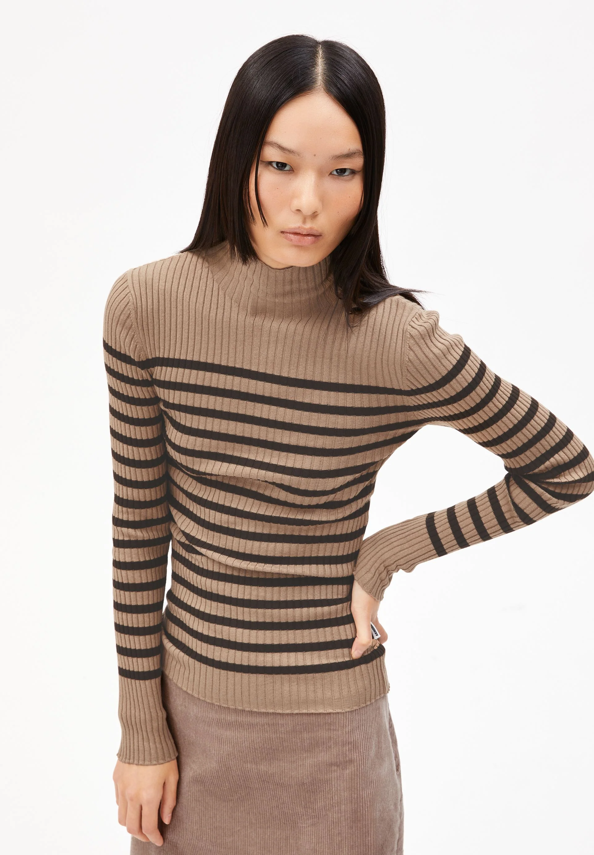 ALAANIA PLACED STRIPES | cinnamon dust-coffee