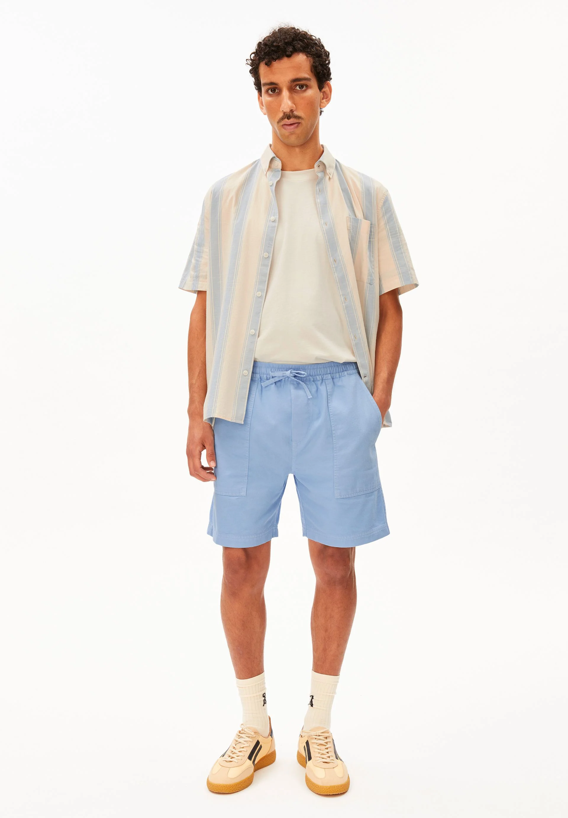 BAUMWOLL-LEINEN SHORTS | wedgwood - Image 5