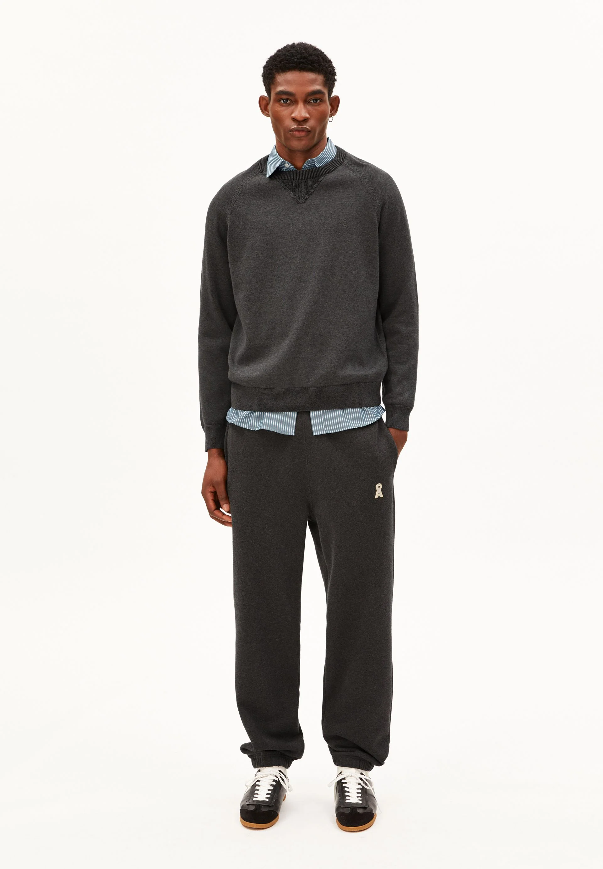 BAUMWOLL-STRICKPULLOVER | mid silver melange-black - Image 5