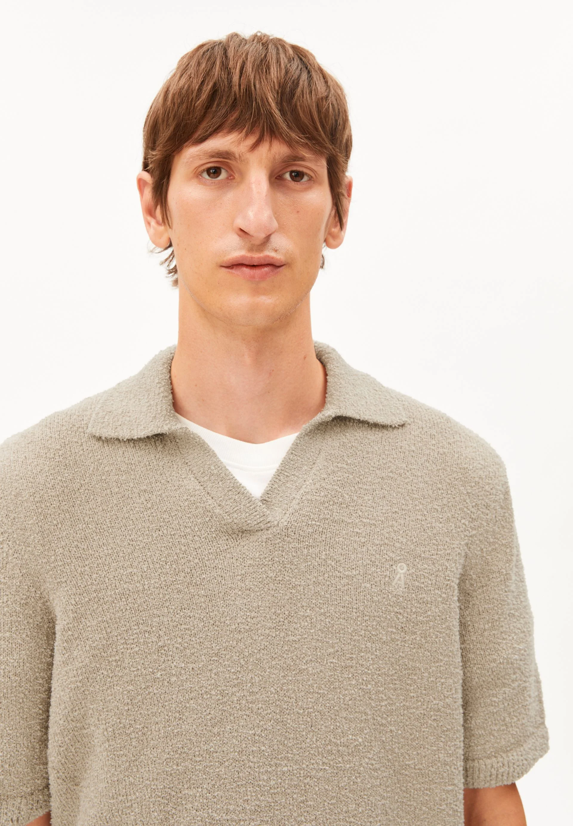 BOUCLE STRICKPOLOSHIRT | sandstone - Image 3