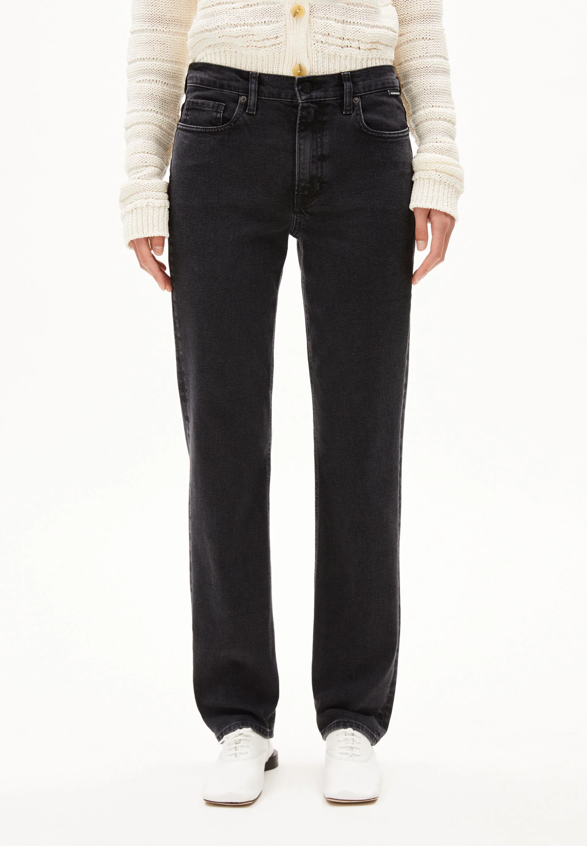 CARENAA MID WAIST STRAIGHT JEANS | ebony