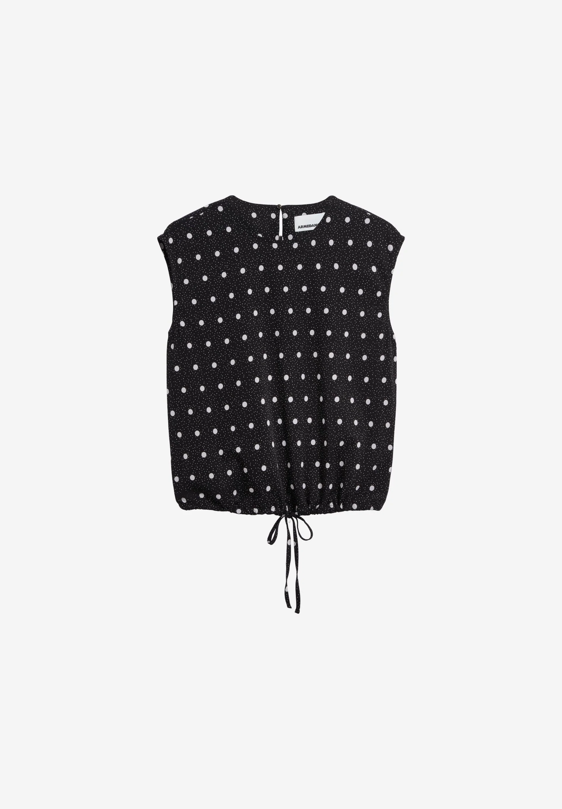 GEPUNKTETE BLUSE MIT KORDELZUG | black-white - Image 6