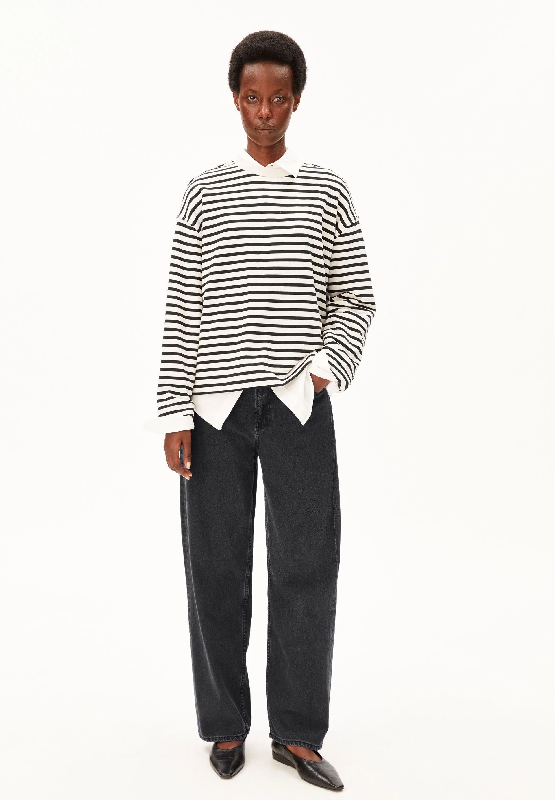FRANKAA MAARLEN GESTREIFTES SWEATSHIRT | undyed-black - Image 5