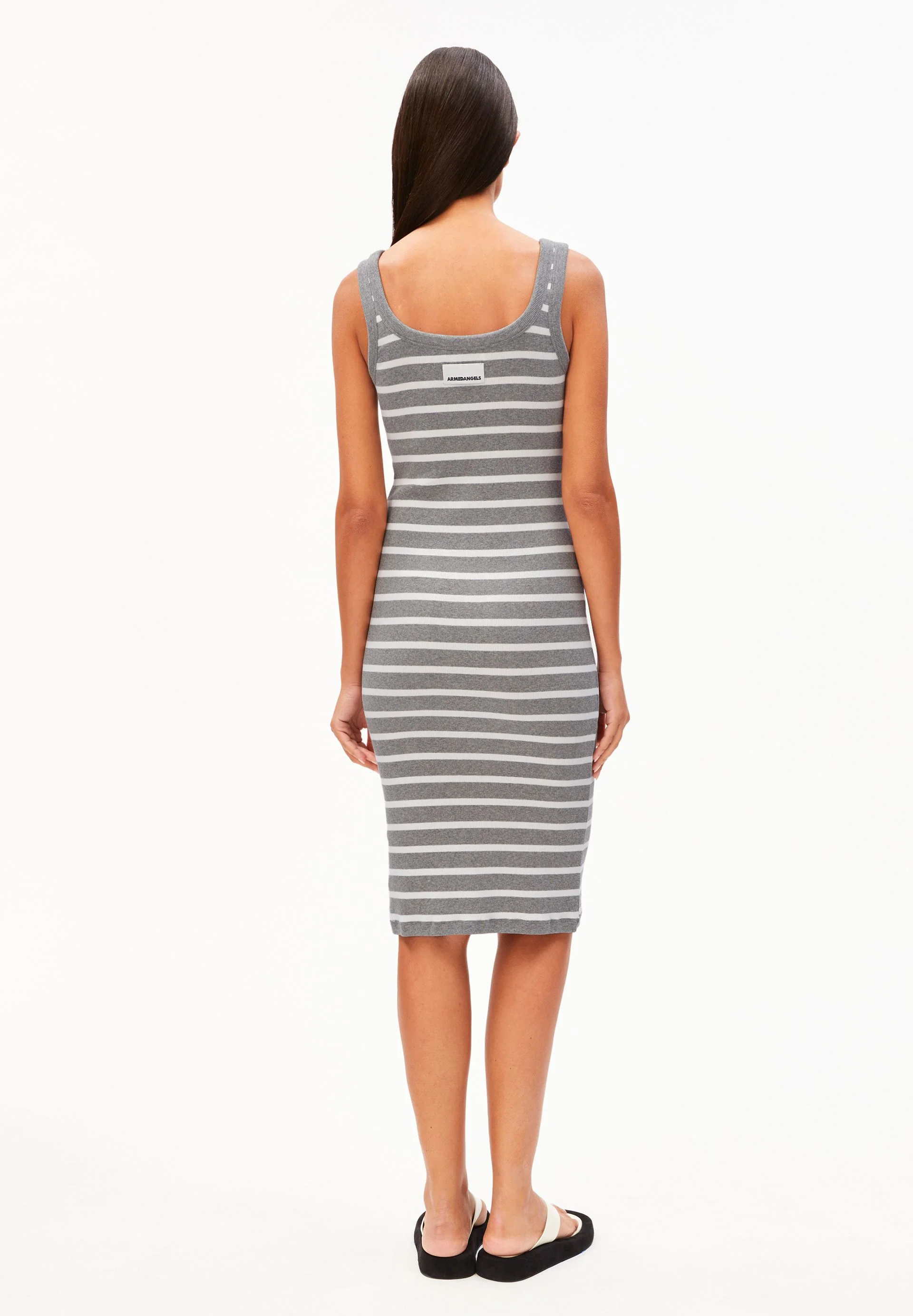 GESTREIFTES TANKTOP RIPP-KLEID | silver melange-white - Image 2