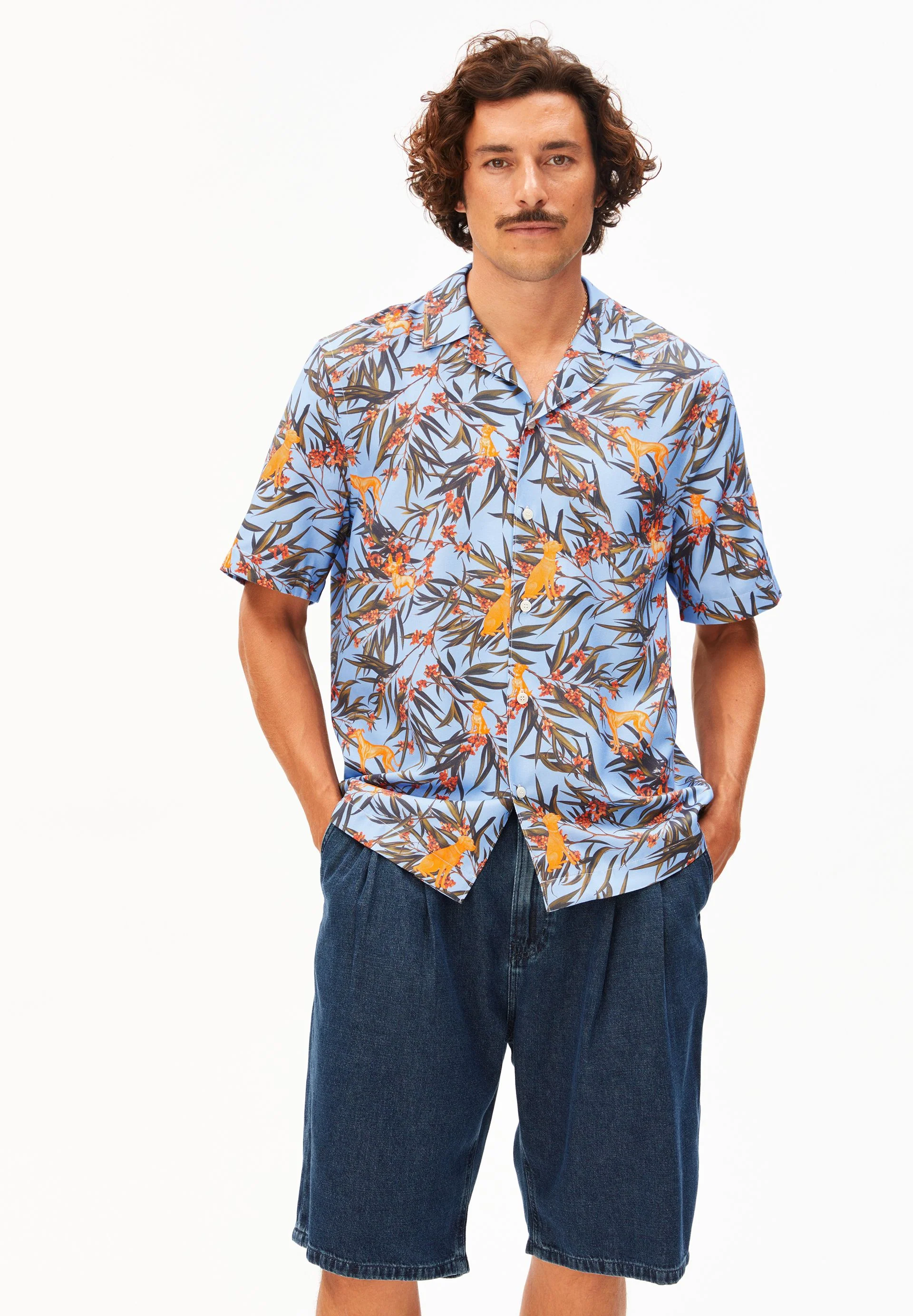 HUNDE-MUSTER KURZÄRMLIGES SHIRT
