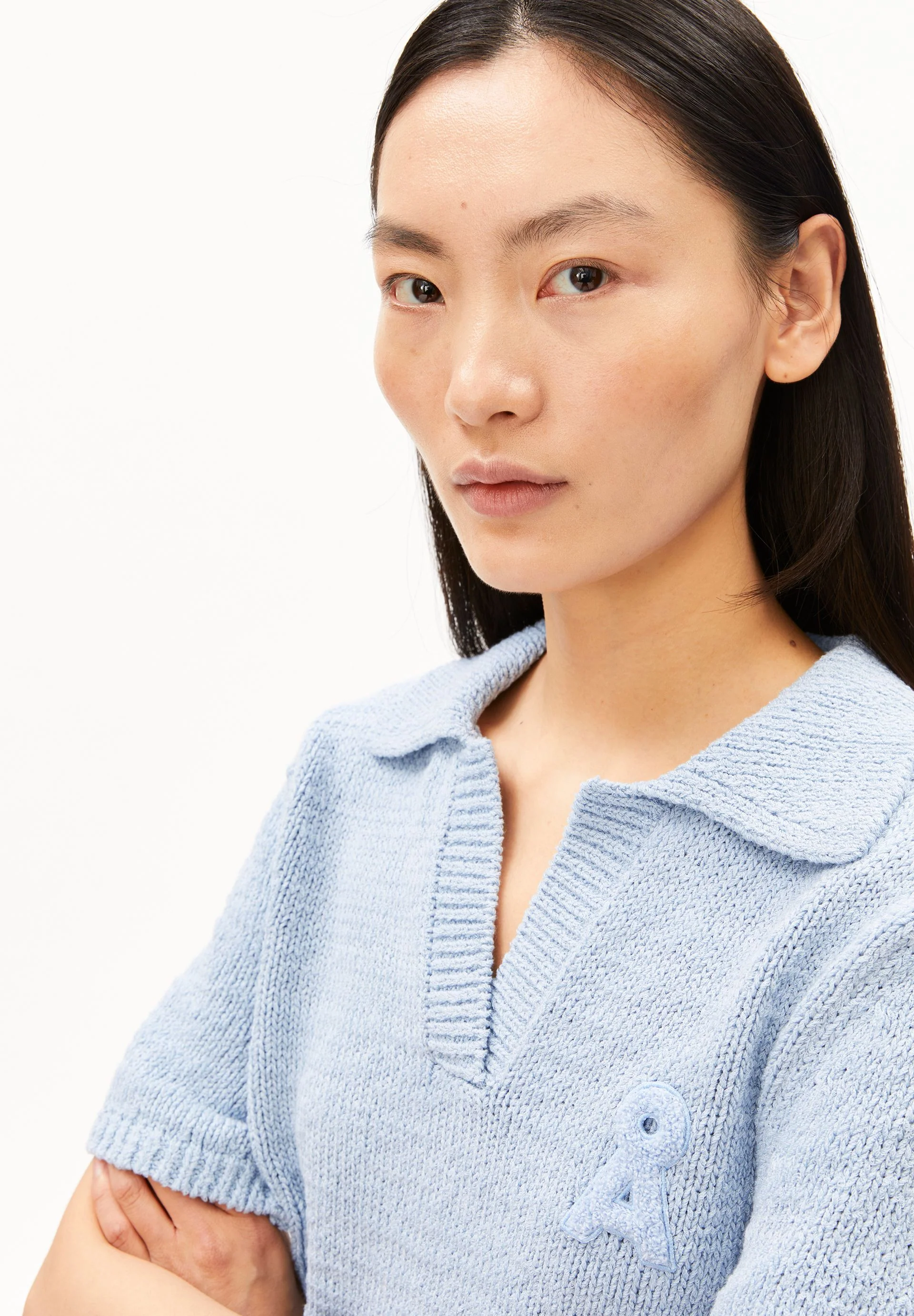 ICONIC Å BAUMWOLL-POLO-STRICKPULLOVER | mistblue - Image 3