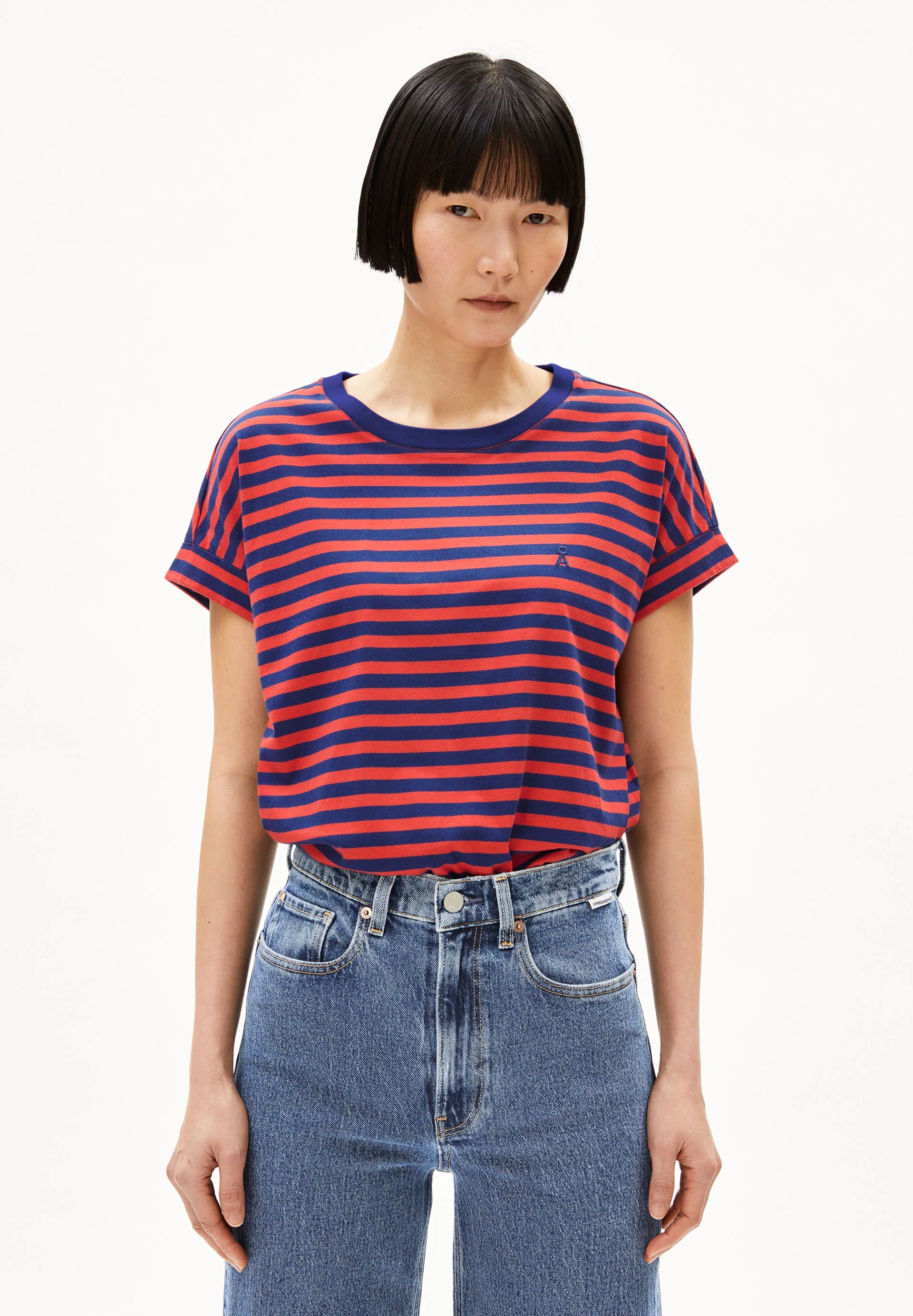 IDAARA GESTREIFTES T-SHIRT | blue noon-coral blush