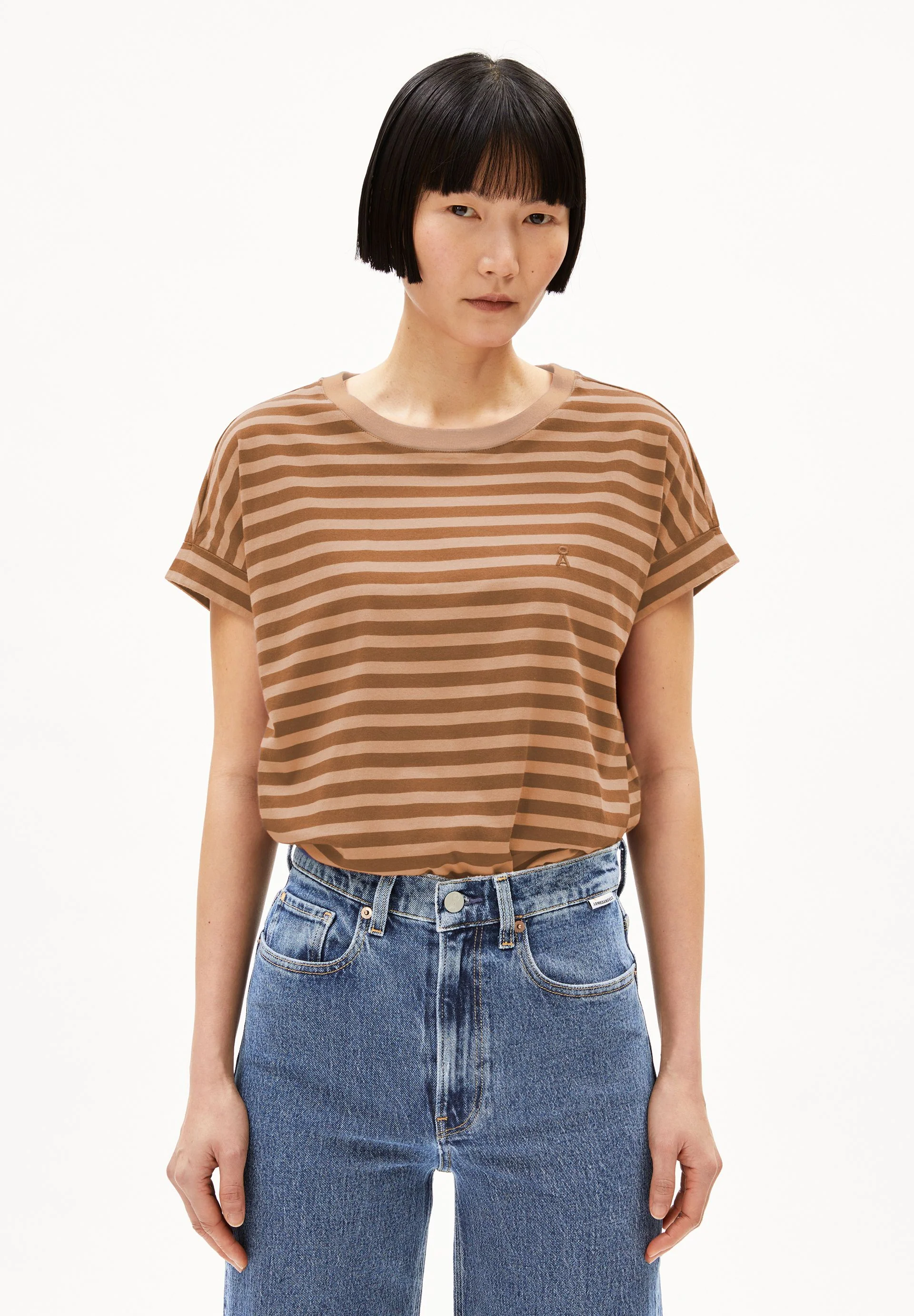IDAARA GESTREIFTES T-SHIRT | pale umber-toasty tan
