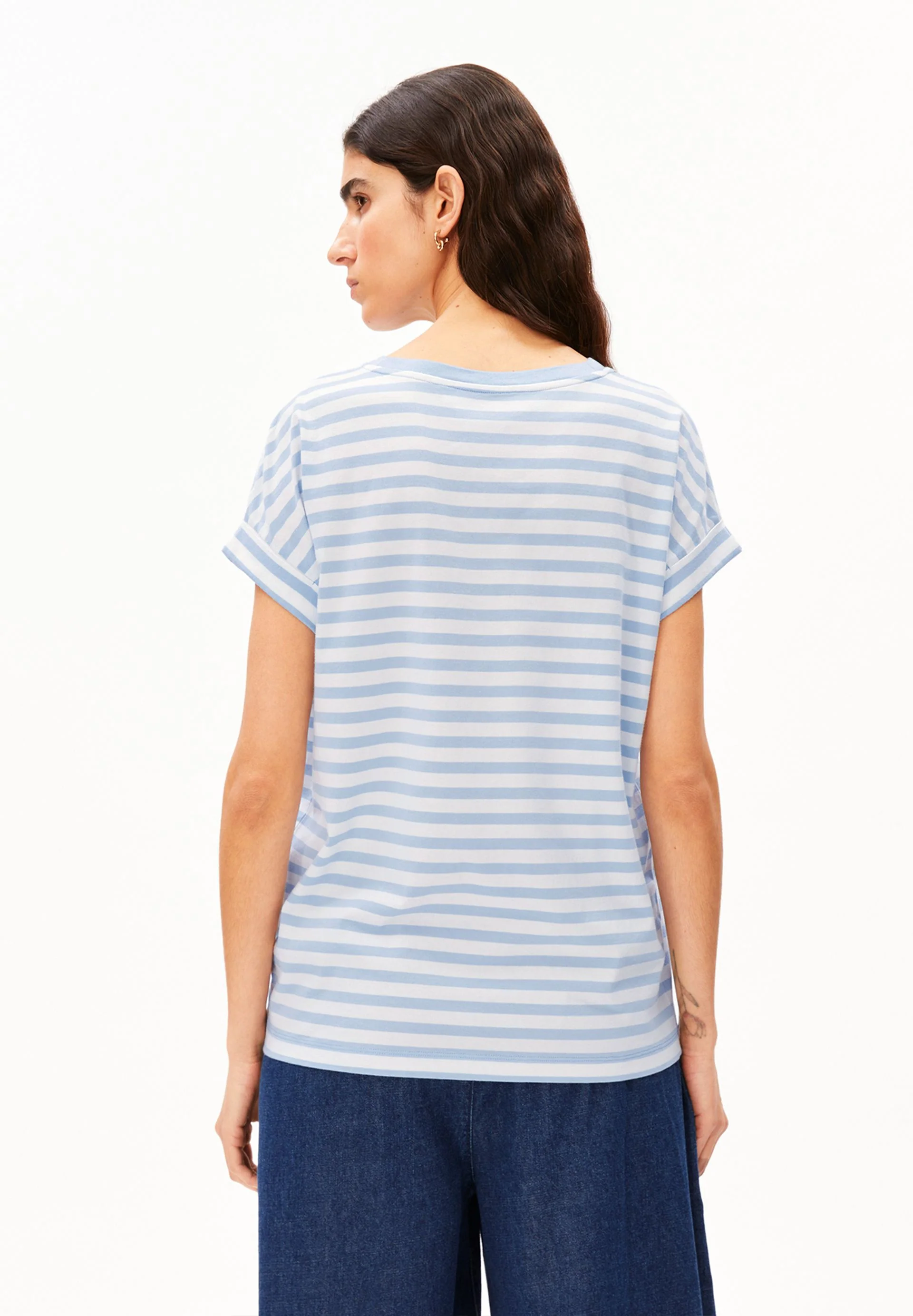 IDAARA GESTREIFTES T-SHIRT | white-soft blue - Image 2