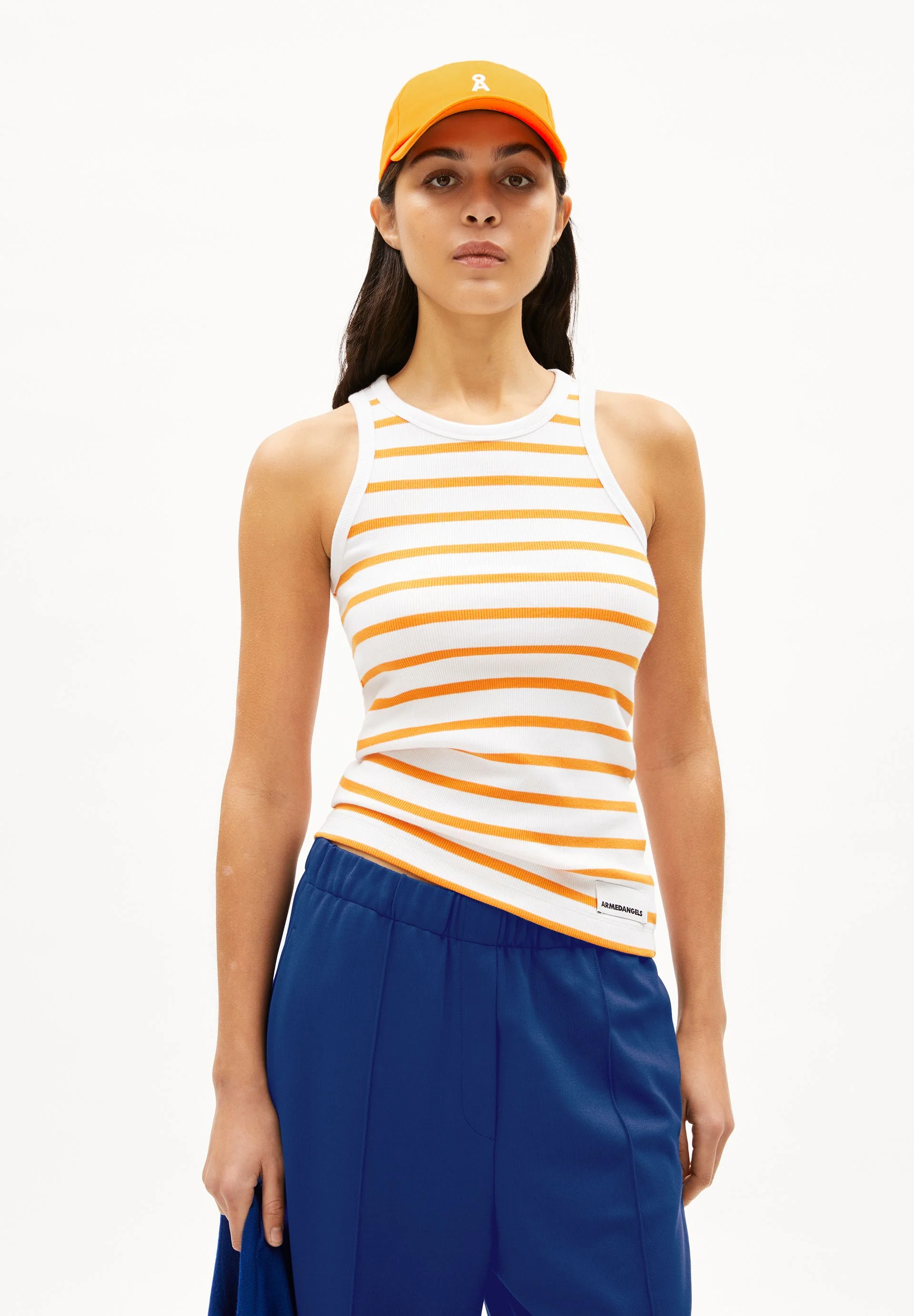 KANITAA GESTREIFTES TOP | white-light tangerine