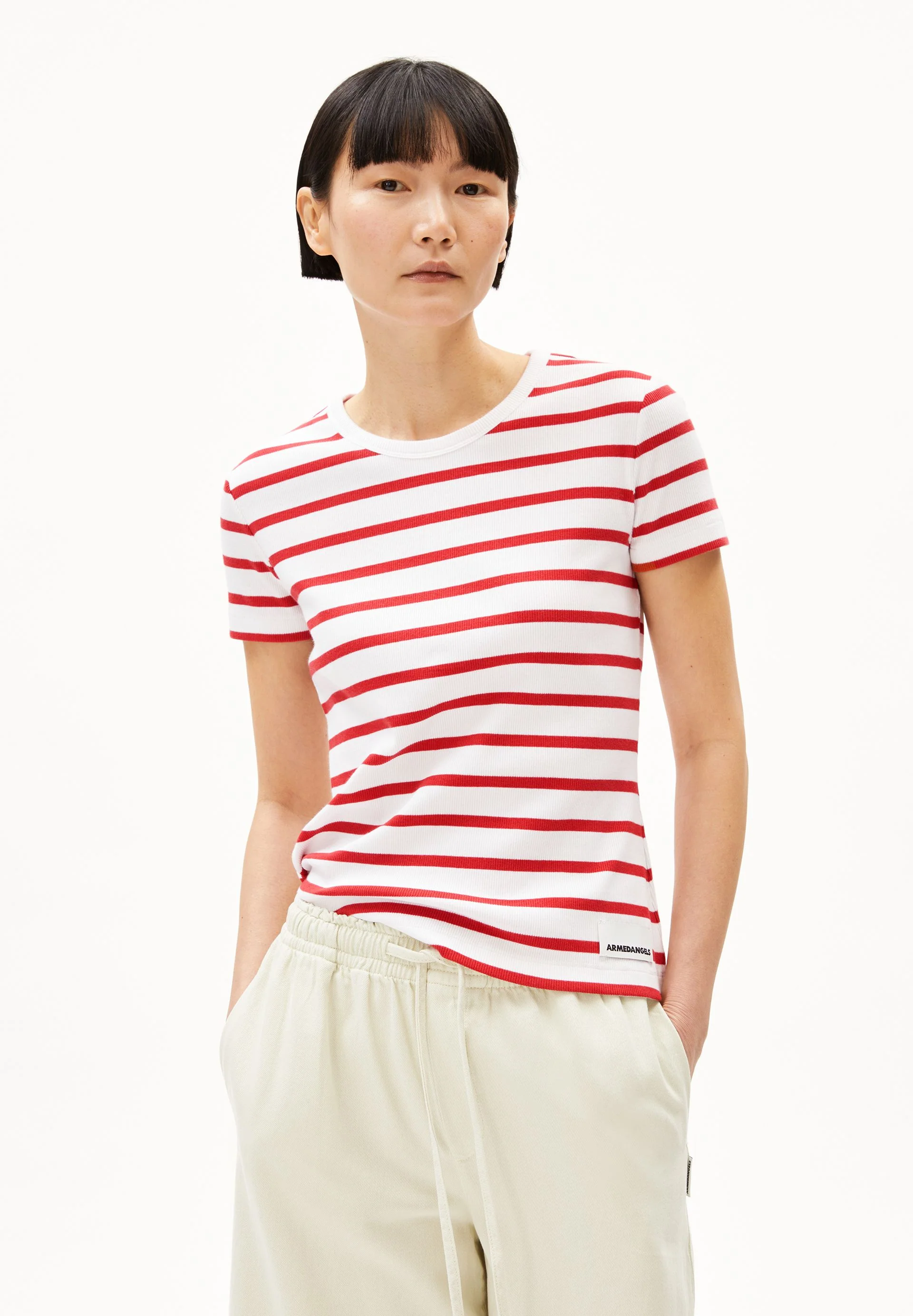 KARDAA GESTREIFTES RIPP-T-SHIRT | white-coral blush