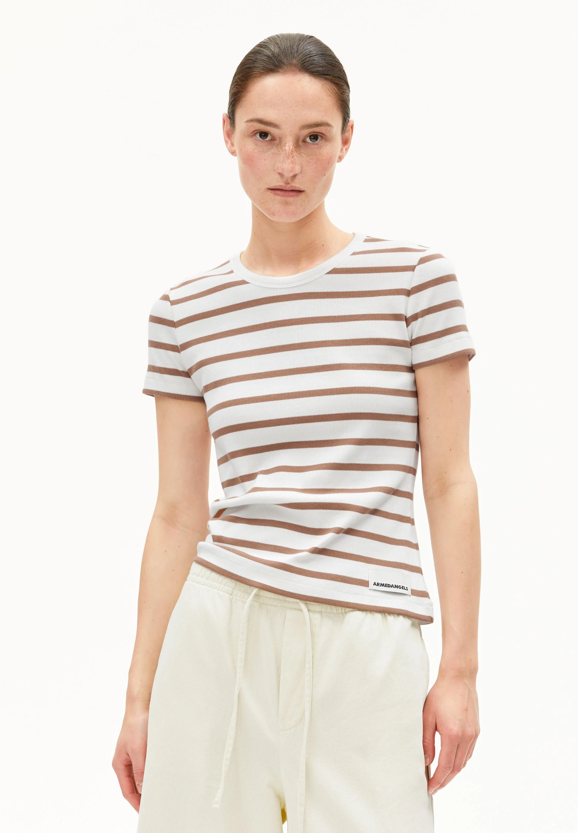 KARDAA GESTREIFTES RIPP-T-SHIRT | white-pale umber