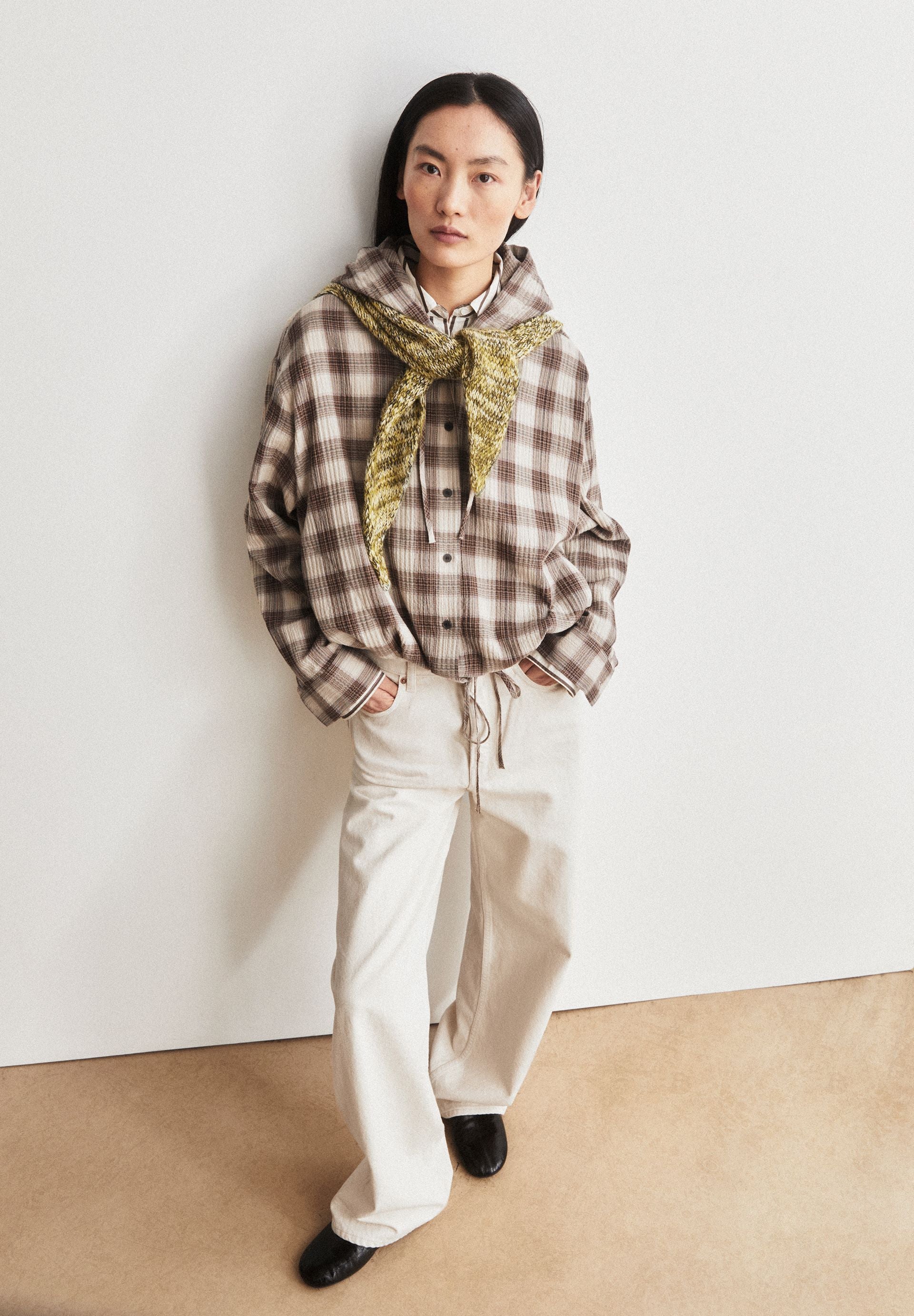 KARIERTE BLUSE MIT KAPUZE | sandstone-claystone - Image 4
