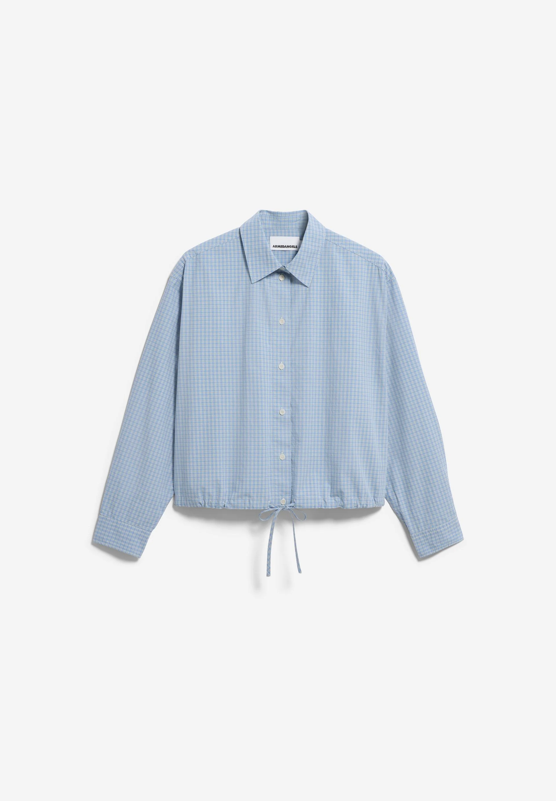 KARIERTE BLUSE MIT KORDELZUG | skylight-oatmilk - Image 6