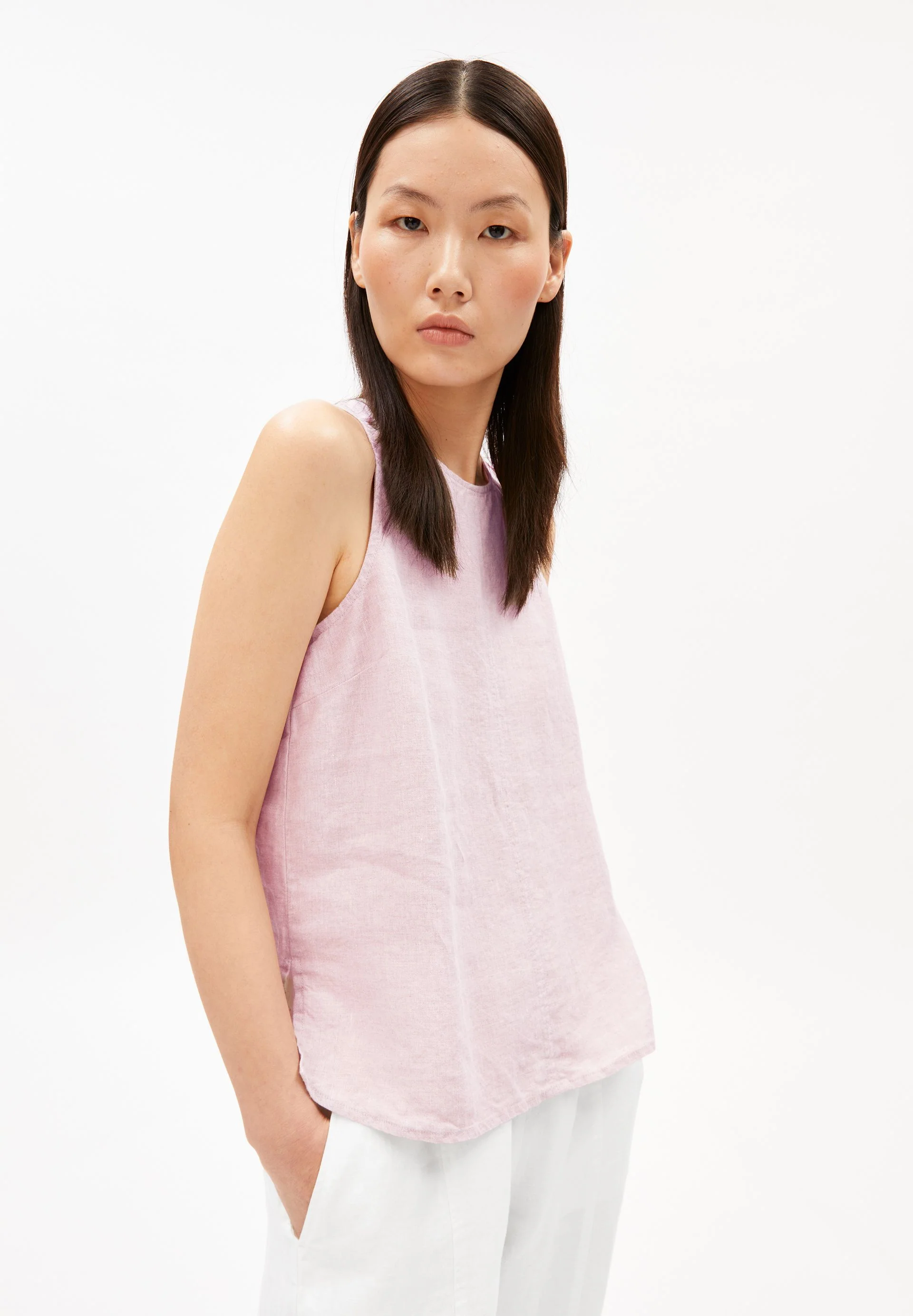 LEINEN BLUSEN-TOP | pink mist