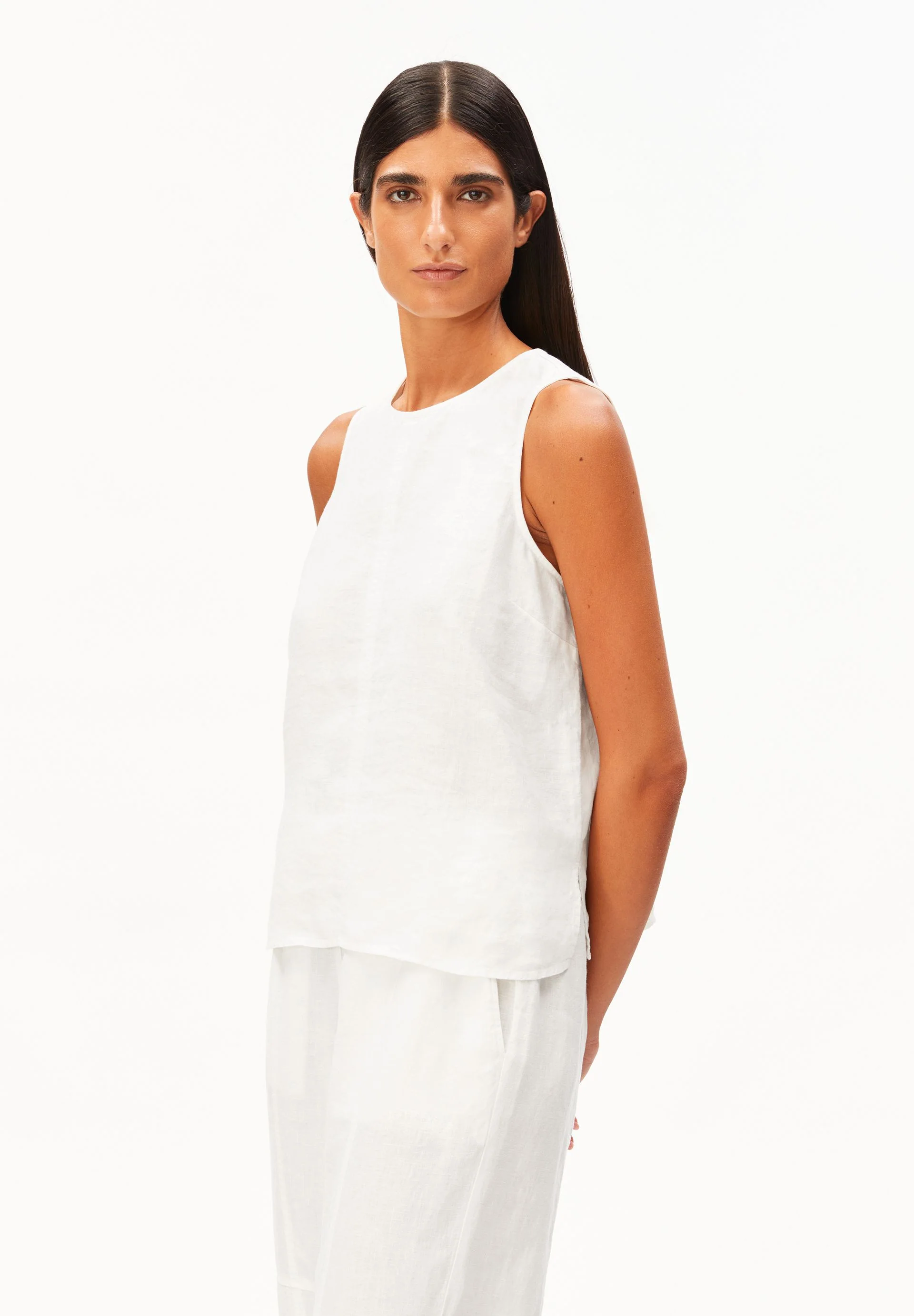 LEINEN BLUSEN-TOP | white