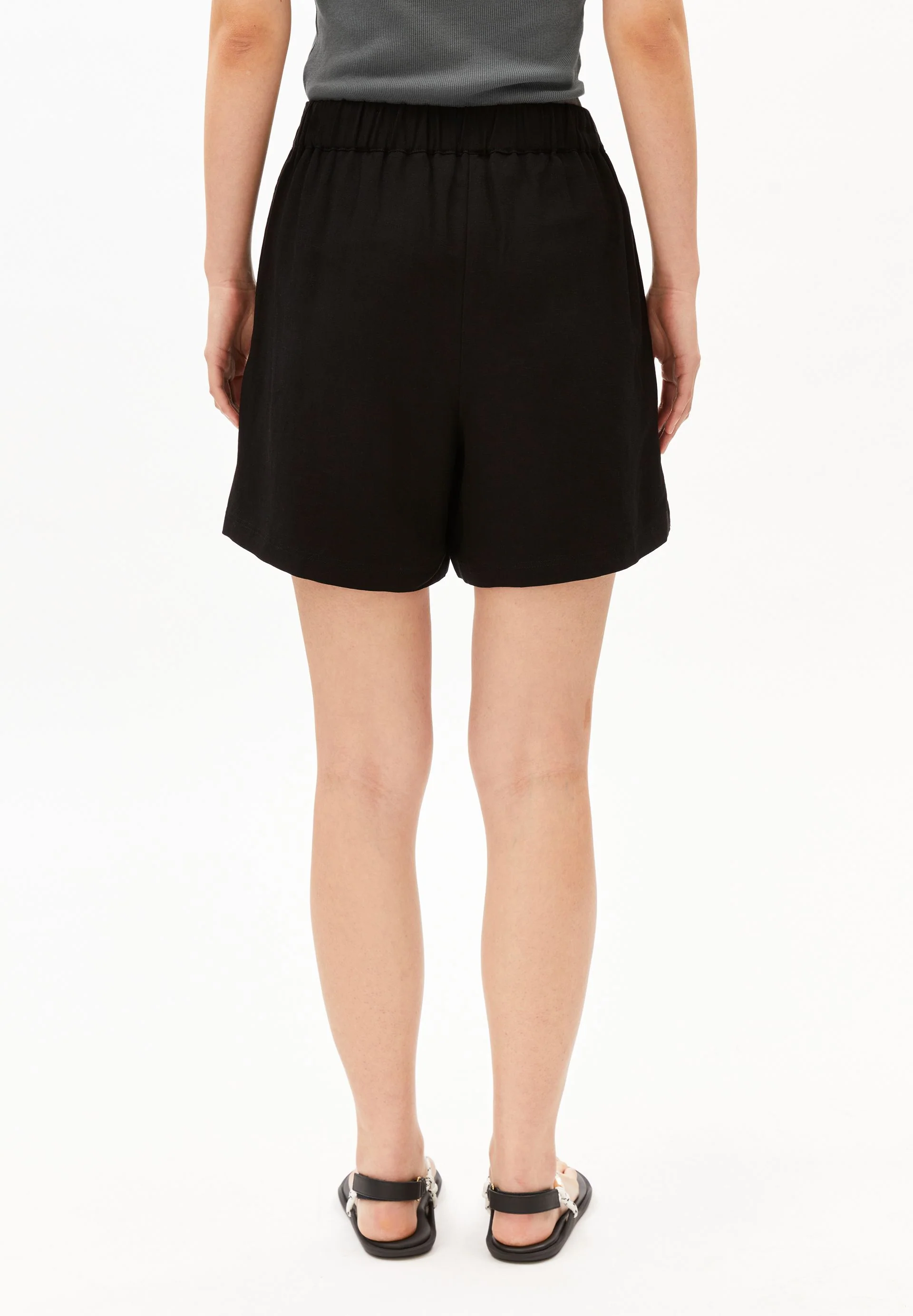 LEINEN-MIX PULL-ON SHORTS | black - Image 2
