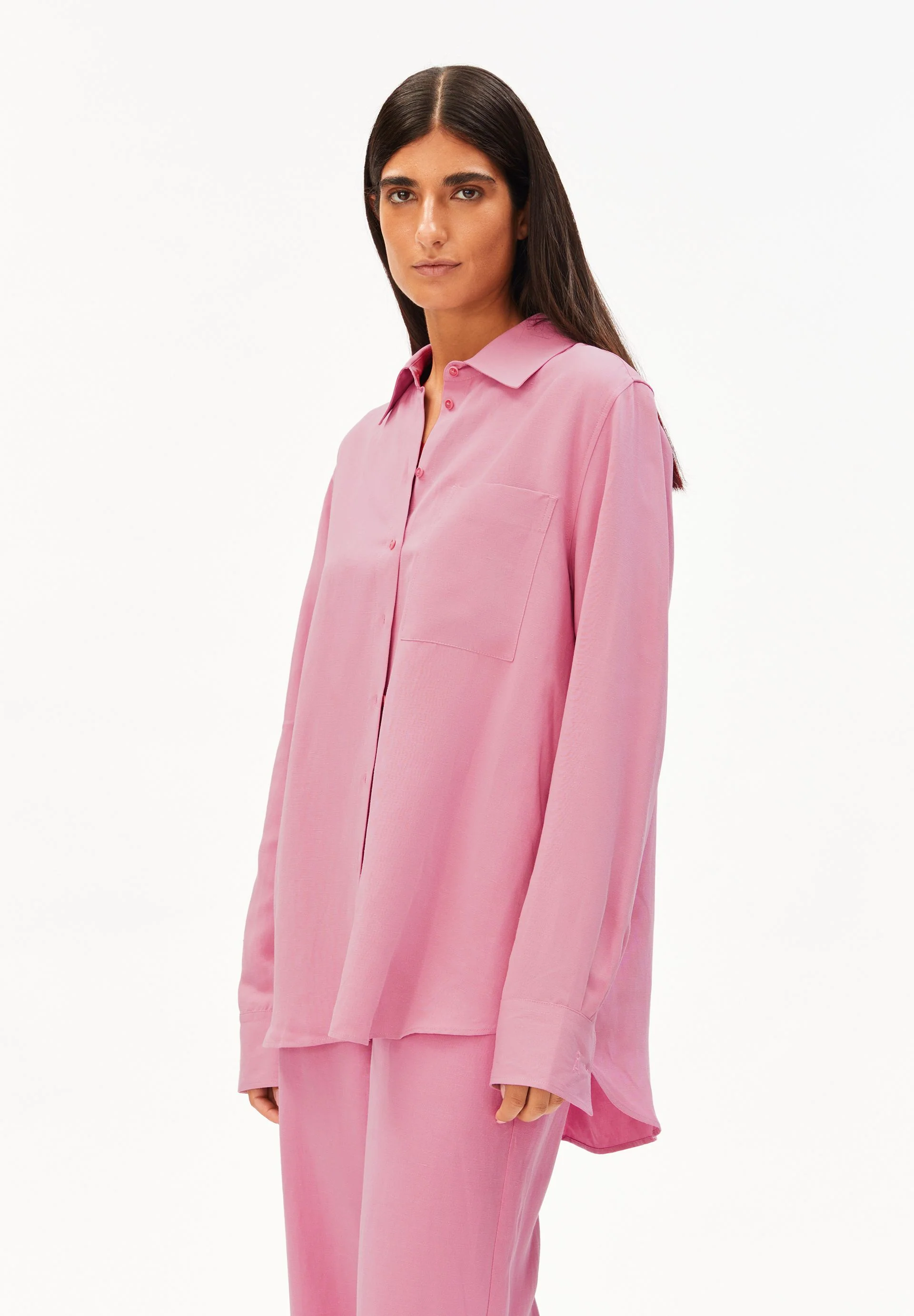 LEINEN-MIX BLUSE | washed berry