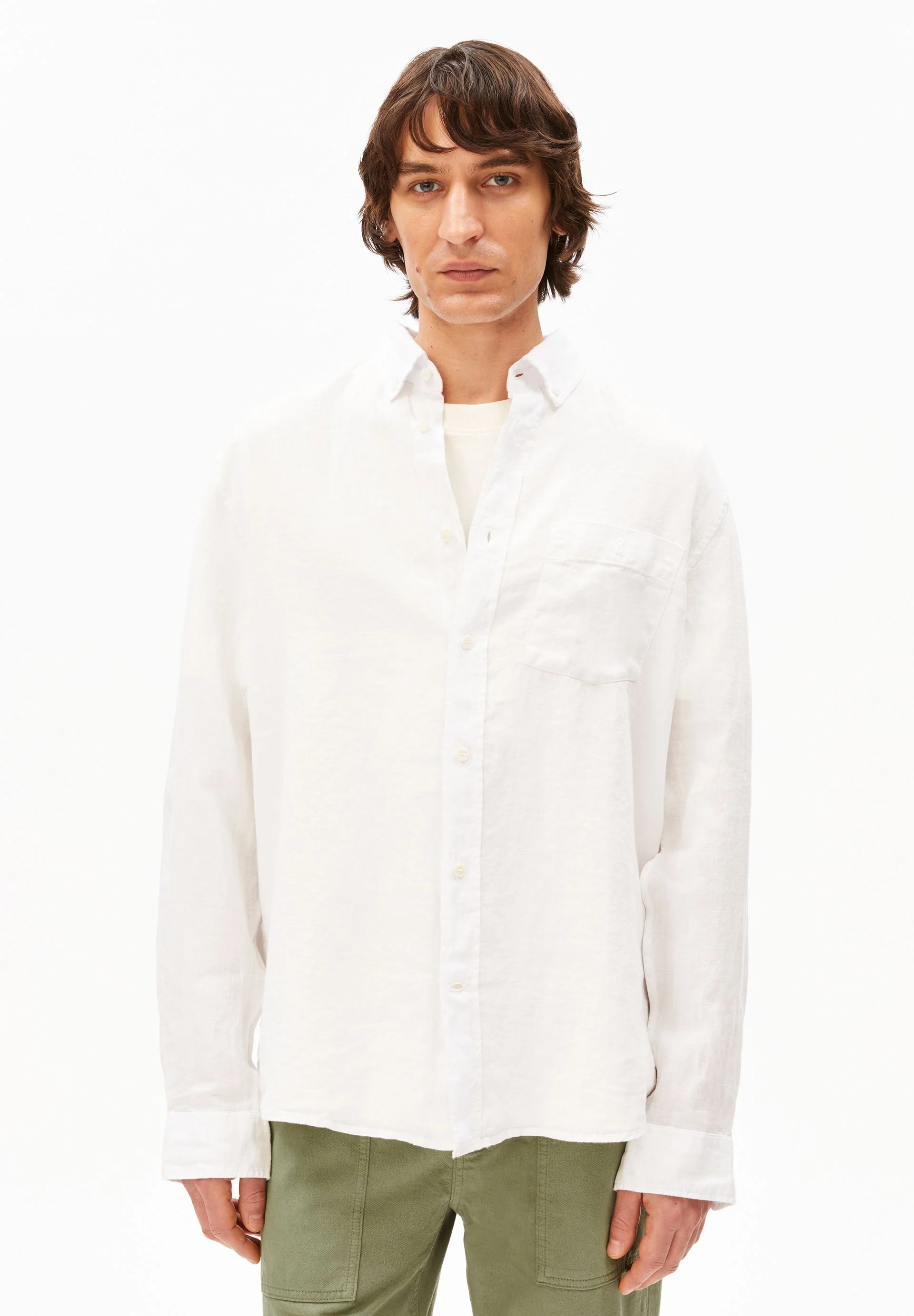 LEINEN-LANGARMHEMD | white