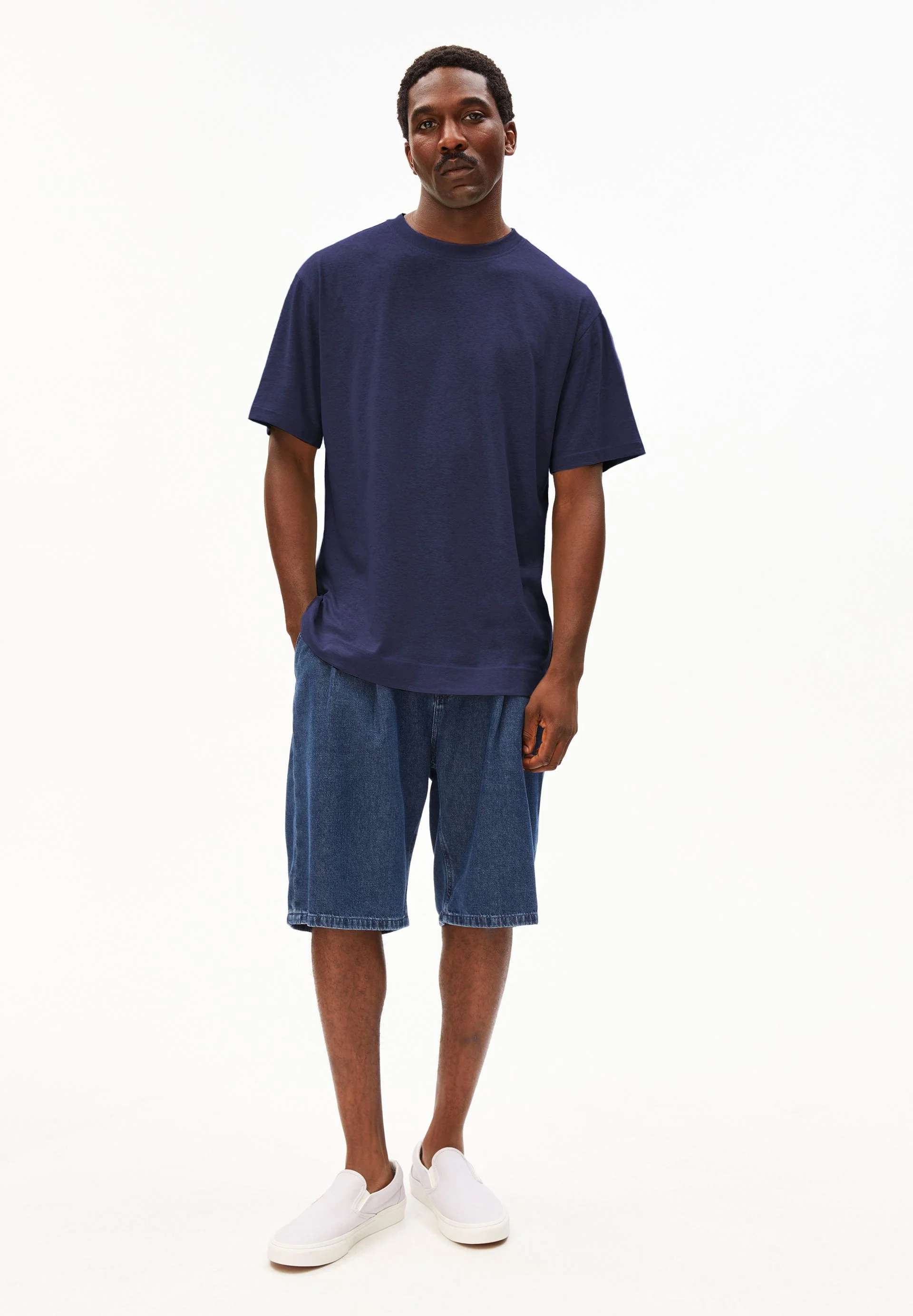 MAARKOS LEINEN-MIX T-SHIRT | tinted navy - Image 5