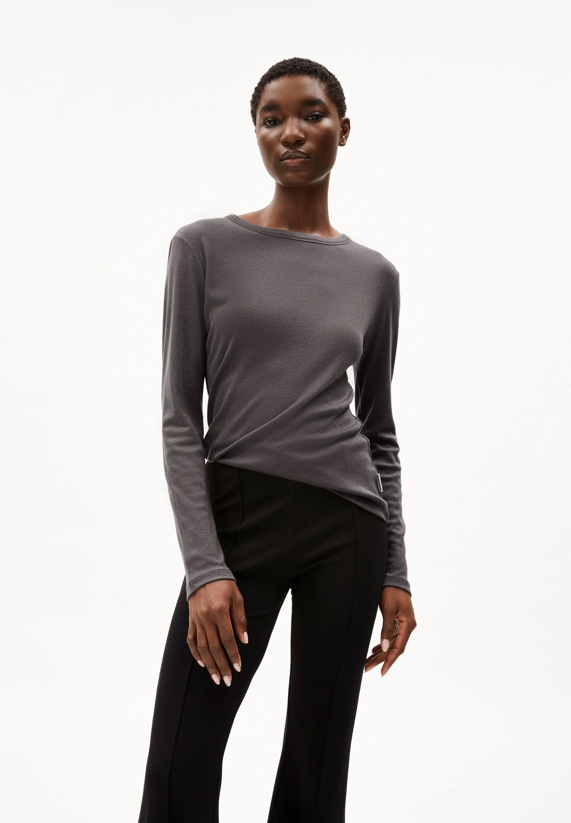 MAIAA WOLL-MIX LANGARMSHIRT | iron cast