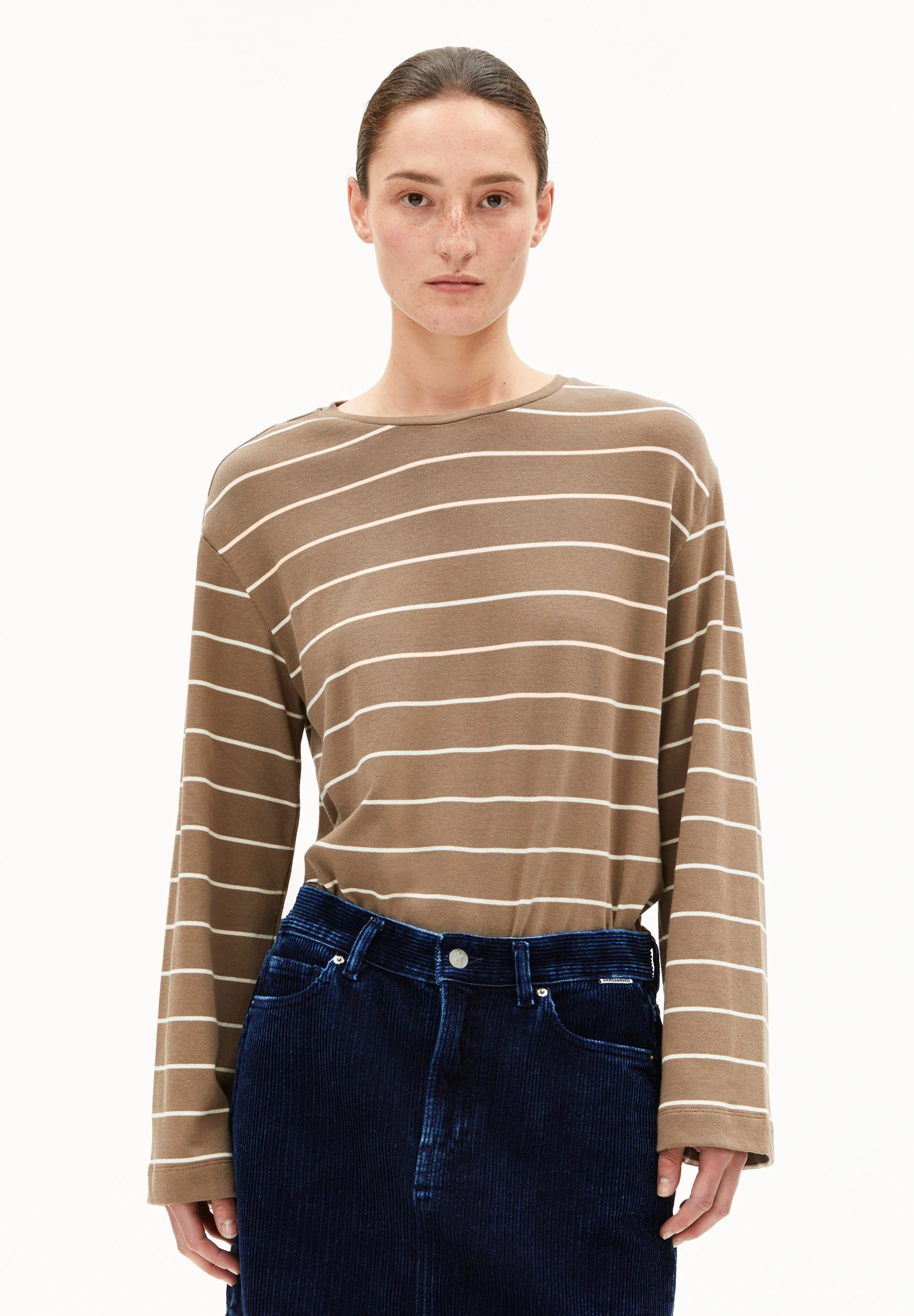 MARYNAA GESTREIFTES LANGARMSHIRT | walnut cream-oatmilk