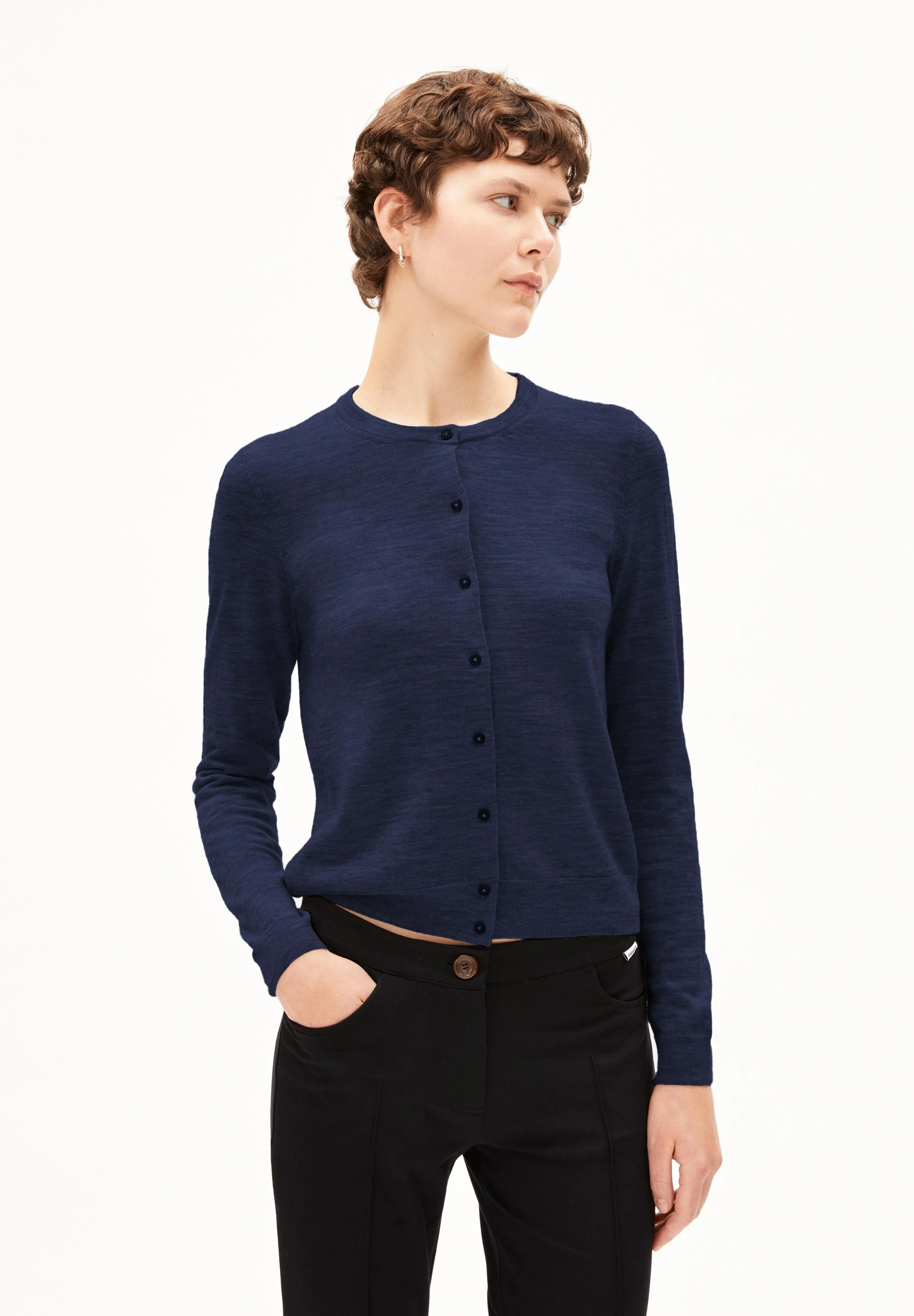 OPHALIAA MERINO STRICKJACKE | tinted navy