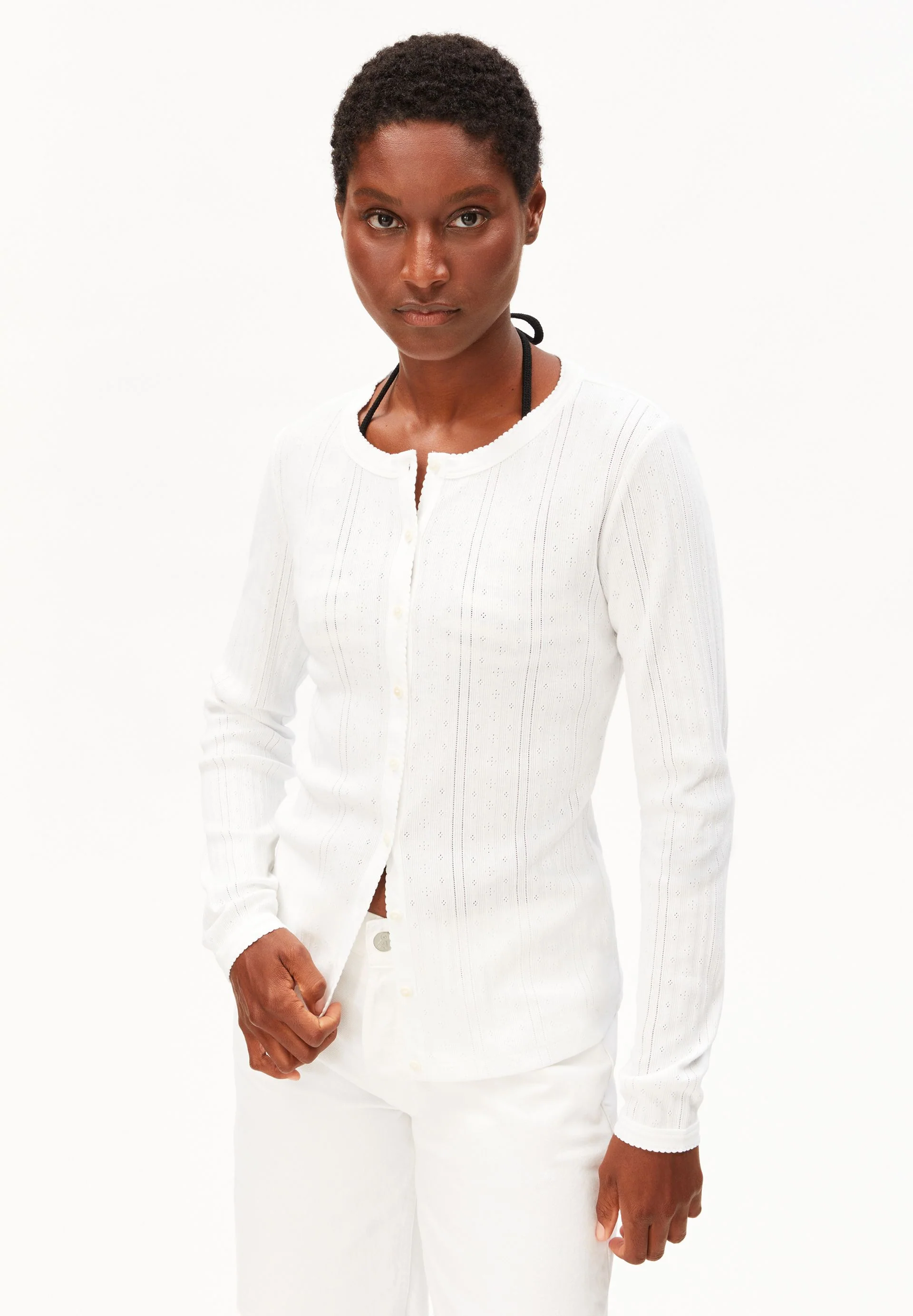 POINTELLE CARDIGAN | white