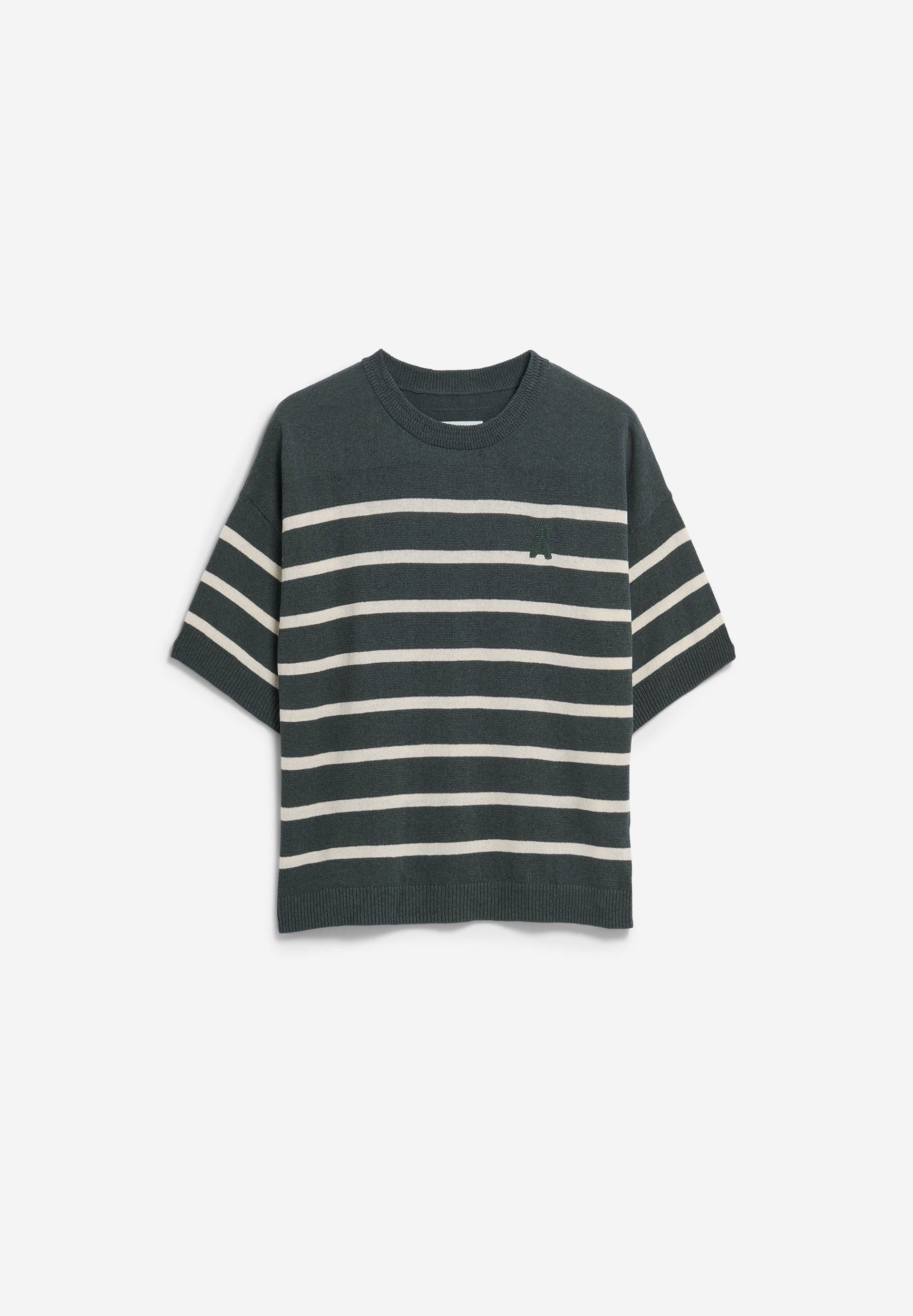 GESTREIFTER LEINEN-MIX PULLOVER | space steel-undyed - Image 6