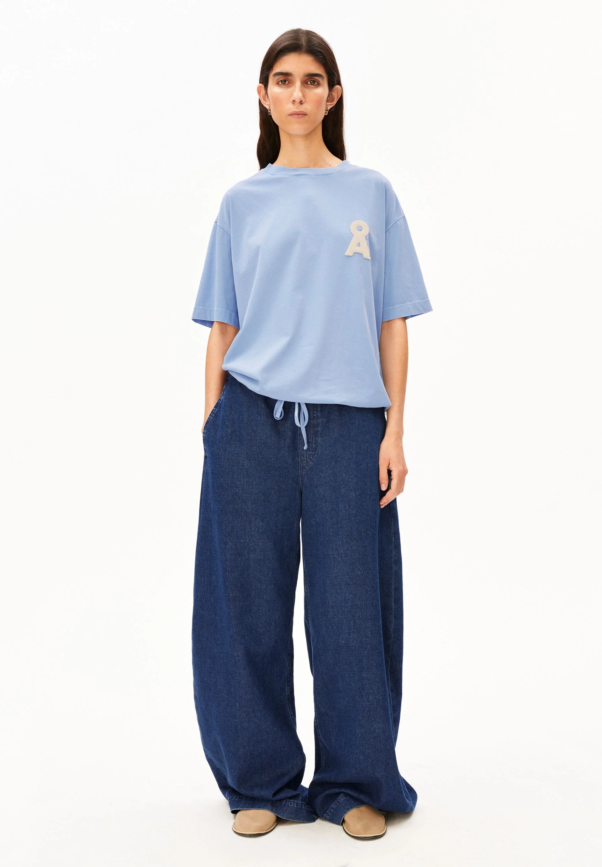 T-SHIRT MIT KORDELZUG | soft blue - Image 5