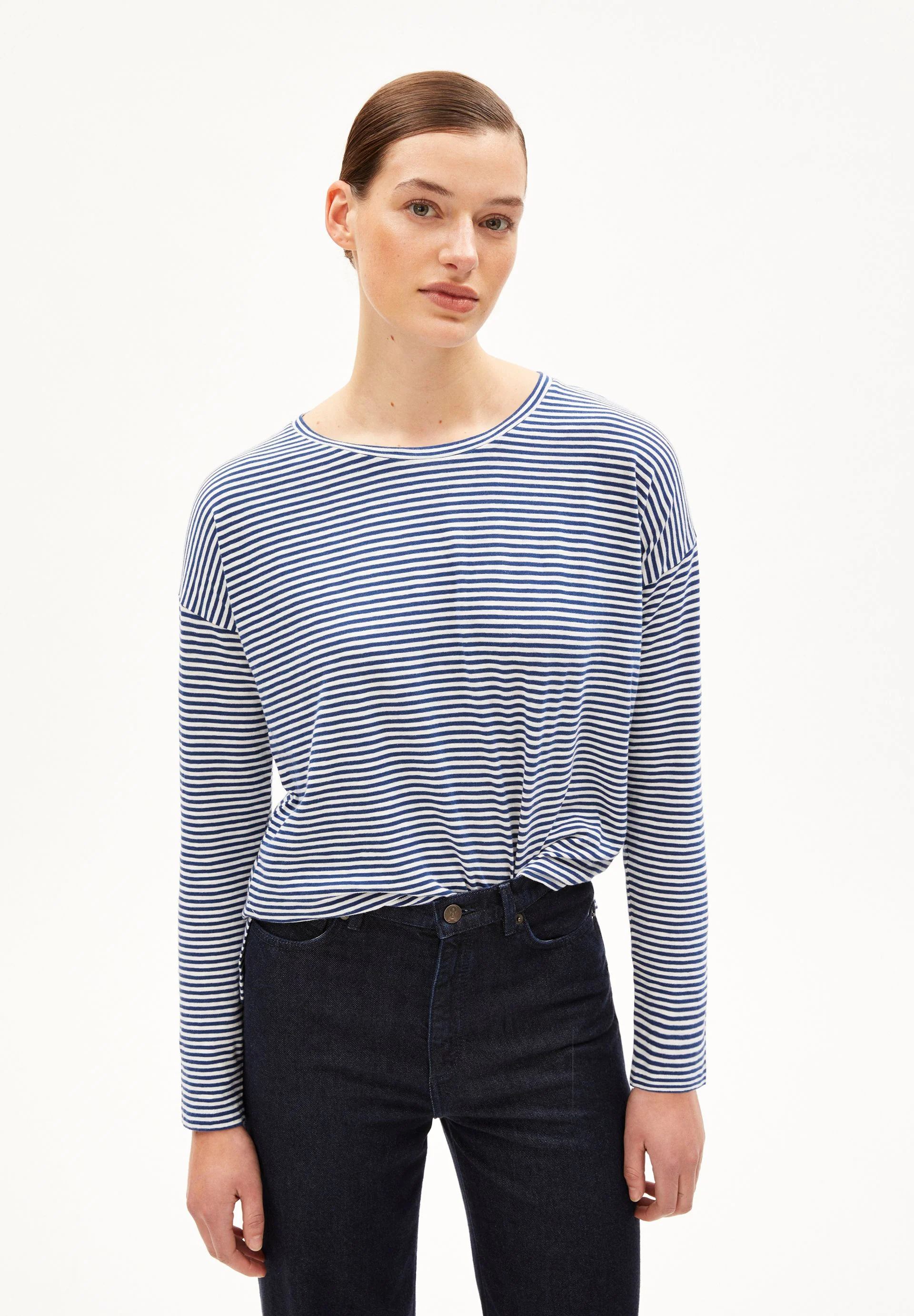 XIANAA GESTREIFTES LANGARMSHIRT | faded indigo-oatmilk