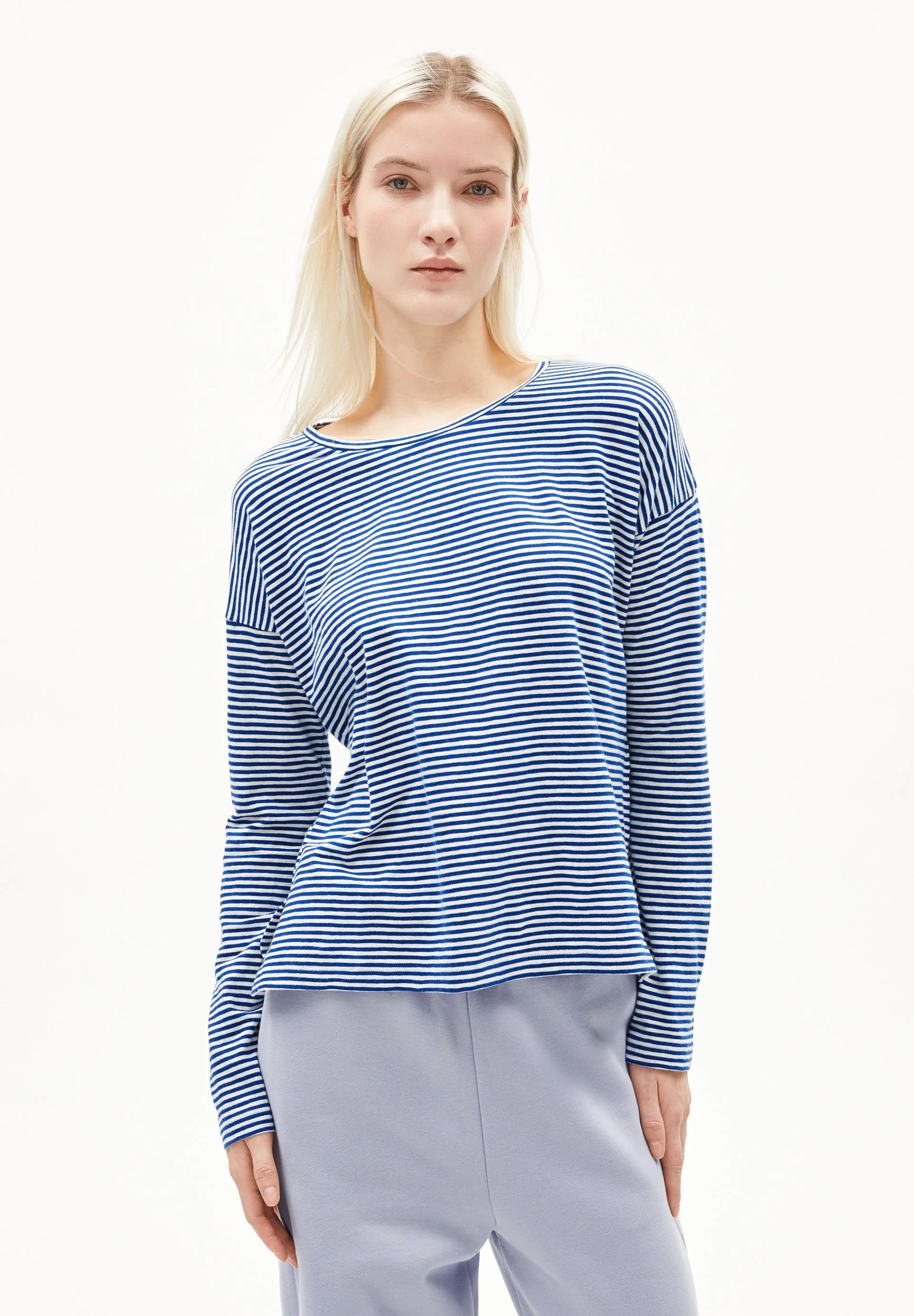 XIANAA GESTREIFTES LANGARMSHIRT | oatmilk-lapis blue